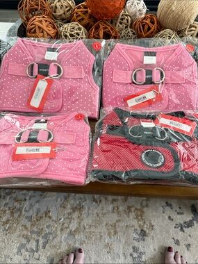 Puppia Pink Polka Dot Reflective Dog Harness Small Dogs L